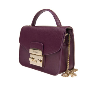 FURLA 芙拉 METROPOLIS系列 SS19 CRUISE 女士 牛皮剖层革 酒红色 迷你 手提斜挎单肩小方包链条包993827