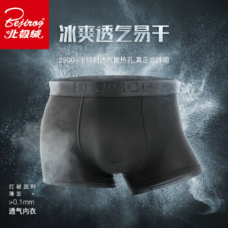 Bejirog 北极绒 春夏新款网眼冰丝薄款清凉中腰男士内裤男凹凸囊袋平角裤头四角内裤 3条装 5BB16A959 蓝色 XL (蓝色、L、平角裤、冰丝)