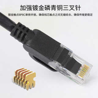 万级(OFNPFTTH)超五类网线 CAT5e类百兆网络跳线 超5类高速成品电脑宽带连接线 黑色 3米