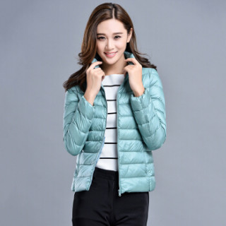 凡淑 2018秋冬新品韩版女装羽绒服短款轻薄运动大码修身显瘦轻便薄款外套 果绿色 L