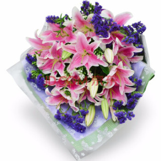 爱侣 鲜花速递19朵粉百合花束生日探望鲜花送老师领导全国同城北京上海广州天津长沙武汉送花上门