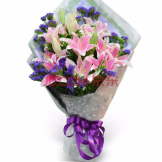 爱侣 鲜花速递19朵粉百合花束生日探望鲜花送老师领导全国同城北京上海广州天津长沙武汉送花上门