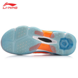 LI-NING 李宁 羽毛球系列 全新音爆2.0男子一体织袜套缓震耐磨防滑羽毛球专业鞋 AYZP001-1 荧光橙 43.5码