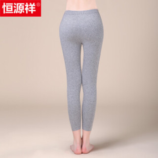 恒源祥纯羊绒女士保暖裤修身毛线裤纯色打底裤女羊绒裤 浅灰色 160/95
