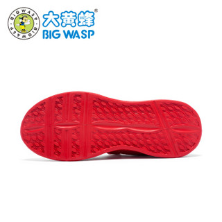 大黄蜂 BIG WASP男童运动鞋春秋款小孩大码黑色大童男鞋12-15岁儿童透气网鞋 119119091 红色 38