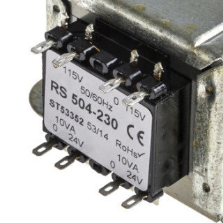 欧时RS Pro变压器504230 20VA 2输出 底盘安装变压器 115V ac 230V ac输入 24V ac输出 1