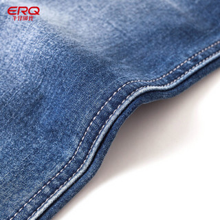 ERQ牛仔裤女士加绒2019新款直筒紧身小脚韩版显瘦浅色潮加厚 中蓝 28