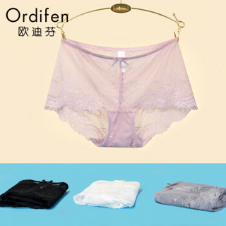 ordifen 欧迪芬 女士内裤 全蕾丝性感低腰平口棉质内裤 XP9603 风悦灰 XL