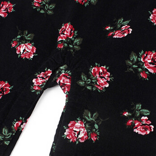 Gap旗舰店 女婴 玫瑰图案灯芯绒一件式连体衣375100 正黑色 3-6M
