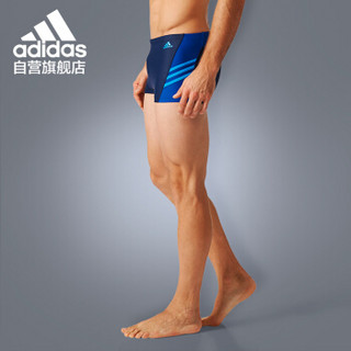 阿迪达斯 adidas 泳裤男士专业训练安全舒适抗氯耐磨印花LOGO设计经典男士泳裤  BP5764 蓝色 L