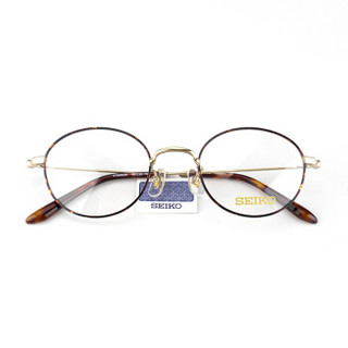 SEIKO精工 眼镜框男女款全框钛+板材复古眼镜架近视配镜光学镜架H03091 C01 48mm 玳瑁+金色