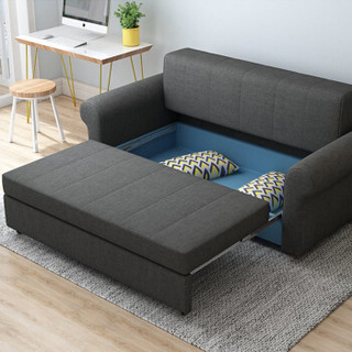 摩高空间乳胶沙发床现代简约储物布艺可折叠两用推拉双人沙发床1.3米-Z07灰色