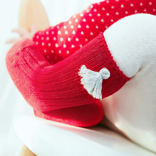 馨颂 婴儿袜子四双装宝宝百日周岁生日礼品袜套装 R016F 红色 12-14(S)(0-6个月)