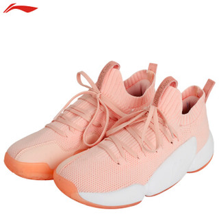LI-NING 李宁 羽毛球系列 新款运动鞋女款Next一体织透气超轻耐磨防滑减震羽毛球鞋 粉/白 AYCP002-1  37/6.5送袜子