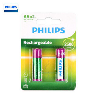 飞利浦（PHILIPS）5号充电电池 AA镍氢2500mAh 2粒卡 适用于玩具/数码相机/键盘/鼠标/电话机等