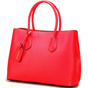 SEPTWOLVES 七匹狼 女包女士手提包 皮包纯色大容量 欧美时尚简约优雅百搭包包2A5355091-04 红色
