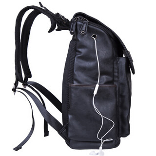 爱迪生（Edison）双肩包 时尚休闲男士15.6英寸电脑包防水旅行背包学生书包 T128黑色潮流版