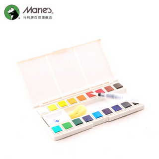 马利（Marie's）固体水彩颜料 18色写生透明水彩套装 W-4018