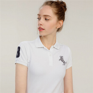 GIORDANO 佐丹奴 女Polo拿破仑刺绣休闲运动POLO05317210  20标志白色 小码(155/76A)