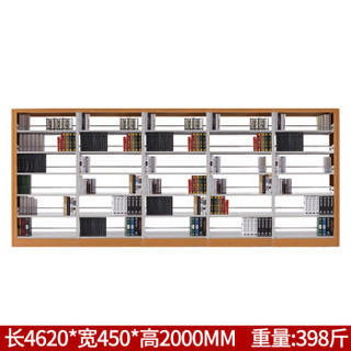 富路达 图书馆书架钢制学校阅览室书架/转印双面六层1列5组