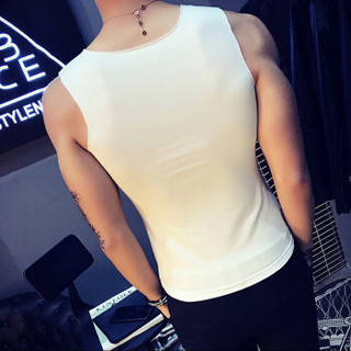 俞兆林（YUZHAOLIN）背心 男士时尚休闲无袖印花圆领打底背心B353-B01白色XL