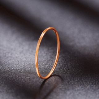 吾昔18k金线戒 韩版个性玫瑰金戒指 小清新秀气彩金指环