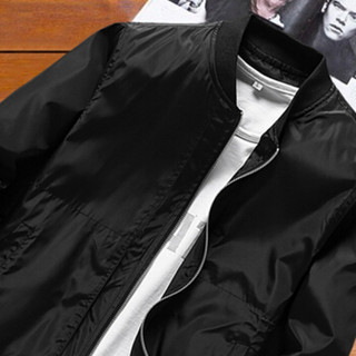 猫人（MiiOW）夹克 男士休闲时尚立领纯色开衫夹克外套3166黑色XL