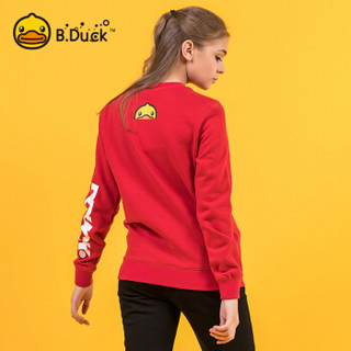 小黄鸭（B.Duck）春夏女装套头卫衣后面卡通印花个性 3822W370 红色 XL