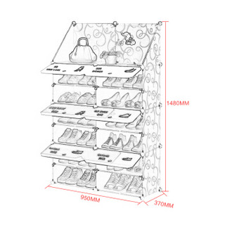 奈高塑料鞋柜简约大容量防尘多功能家用省空间鞋柜门厅柜2列6带置物架   950*370*1480
