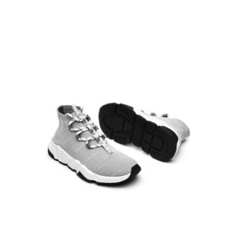 KEDDO 女士时尚针织运动弹力平底乾隆袜子休闲单鞋CN890123/01 灰色 37