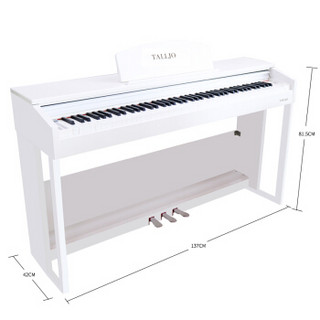 唐爵TALLJO 电钢琴88键标准渐进式配重智能钢琴专业演奏教学 优雅木纹白 双键盘重锤音 包邮