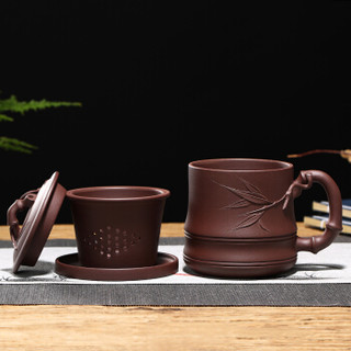 金镶玉 紫砂杯茶杯水杯茶具办公杯泡茶杯 宜兴原矿紫泥带内胆过滤 若谷紫砂杯±500ml