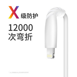 iSky MFi认证苹果数据线Xs Max/XR/X/8/7手机快充线加长USB电源线 支持iphone5/6s/7Plus/ipad X系列1.2米白