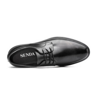 Senda/森达 专柜同款牛皮革舒适系带商务男鞋V1A10DM8 黑色 40