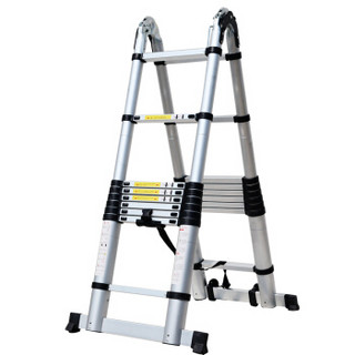 易存梯子铝合金伸缩梯子家用人字梯多功能工程折叠梯 人字梯2.6米+2.6米