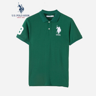 U.S. POLO ASSN. Polo衫男2019年新品男士短袖T恤纯棉多色男短袖衫美式休闲男上装6017965AL 绿色 L/175