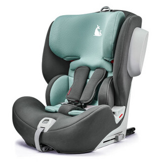 袋鼠爸爸EUROKIDS宝宝汽车儿童安全座椅ISOFIX接口约 9个月-12岁 高度倾斜可调节 白气球 薄荷绿