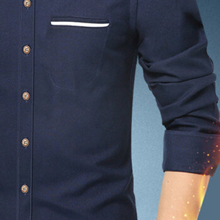 卡帝乐鳄鱼（CARTELO）衬衫 男士潮流时尚休闲百搭立领长袖衬衣A180-2210深蓝色5XL