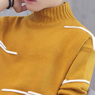 金盾（KIN DON）针织衫 新款男士时尚潮流加厚保暖圆领毛衣1014-SW68黄色2XL