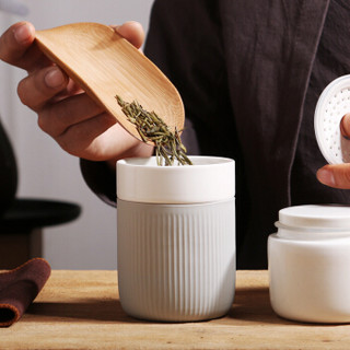 佳佰 茶具 便携日式旅行陶瓷功夫茶具套装 单人快客杯茶杯户外简易旅游茶壶 带杯套 灰色