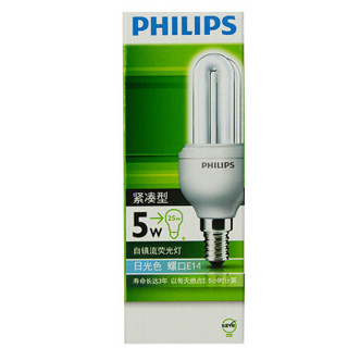 PHILIPS/飞利浦 节能灯 超紧凑U形节能灯 Genie 5W E14 CD 5W 白光