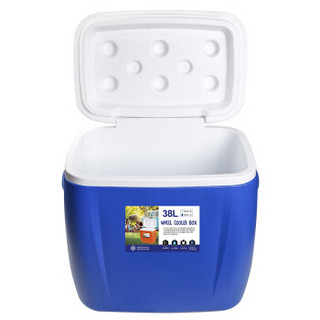 欧宝森拉杆保温箱冷藏箱 车载家用便携式户外食品保鲜箱带轮子 38升 蓝色 送冰板冰袋