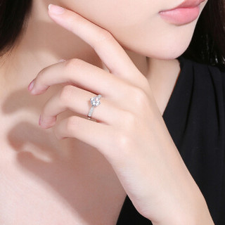 鸣钻国际 许诺 PT950铂金钻戒女 白金钻石戒指结婚求婚女戒 钻石对戒女款 共约22分 F-G/SI 16号