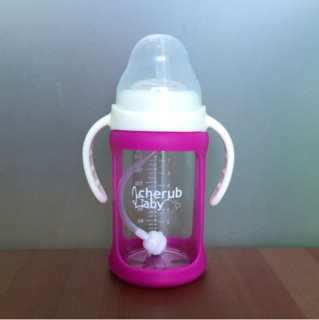 趣乐贝比 Cherub Baby CHAC240STRAWP 宽口径玻璃奶瓶 240ml 粉色