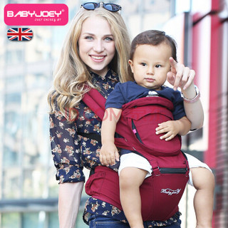英国Babyjoey婴儿背带  多功能双肩腰凳抱带背婴带伏尔加红   酒红色 M