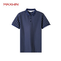 MAXWIN 马威 男士条纹短袖POLO衫
