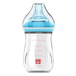 gb 好孩子 拥抱系列 B80395 玻璃奶瓶 180ml 粉蓝 0岁+