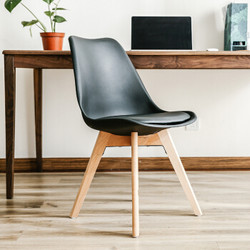 伊姆斯休闲椅子北欧创意实木餐椅 现代简约咖啡椅凳子餐厅家用餐桌设计师靠背椅 橙色