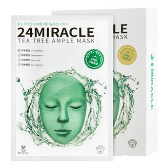 24奇迹（24MIRACLE）面膜 绿色茶树安瓶面膜10片/盒 镇定肌肤防痘水油平衡 *3件