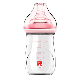 gb 好孩子 拥抱系列 B80394 玻璃奶瓶 180ml 粉红 0岁+